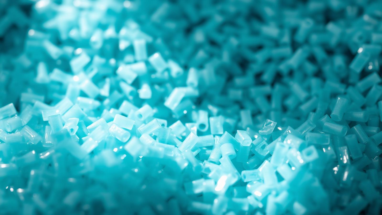 Plastica riciclata in granuli, simbolo dell'economia circolare